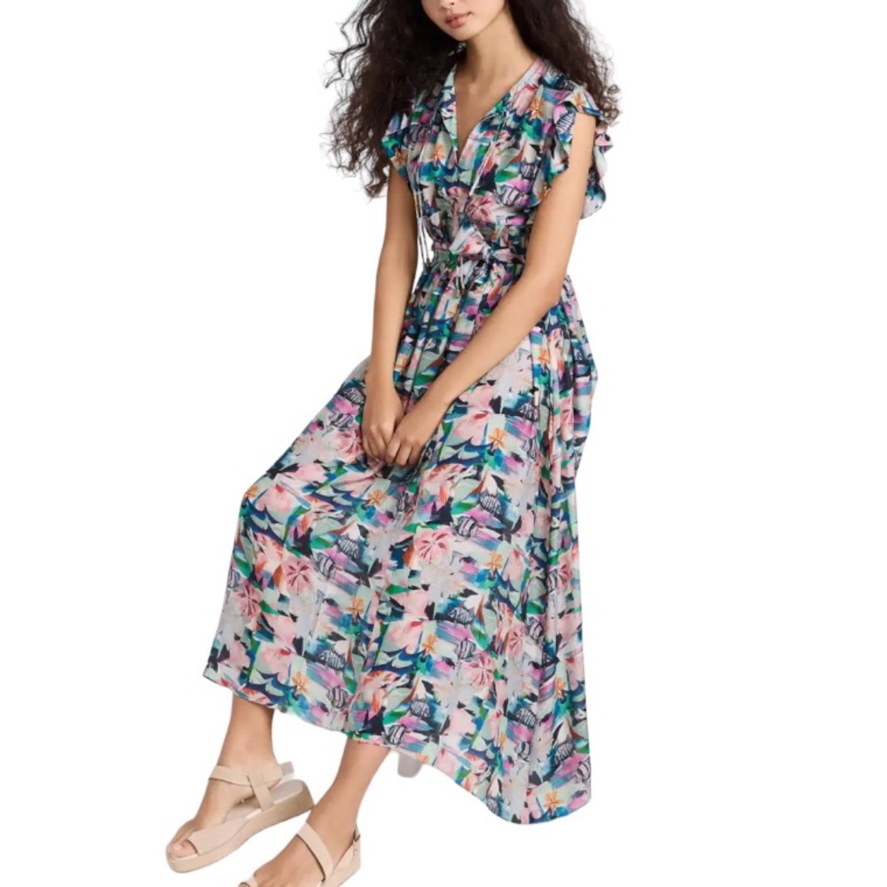 Chufy Addi “My Aussie Days” short sleeve long tropical fish print dress XS NWT